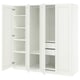 Option: White PAX wardrobe with multiple open shelves and compartments.