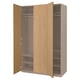 Option: PAX wardrobe: light wood, tall, rectangular, two doors open, middle shelves visible.