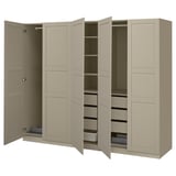 PAX / TYSSEDAL Wardrobe combination, grey-beige/grey-beige, 250x58x201 cm