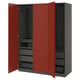 PAX / VIKANES Wardrobe combination, dark grey/red-brown, 150x60x201 cm