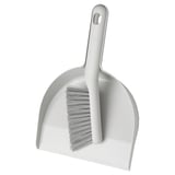 PEPPRIG: silver dustpan with brush, pet & polypropylene, angled for easy cleaning, attachable brush.
