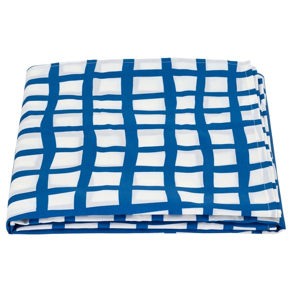 PILLERSTARR blue grid tablecloth, protective, rectangular, water-repellent polyacrylic.