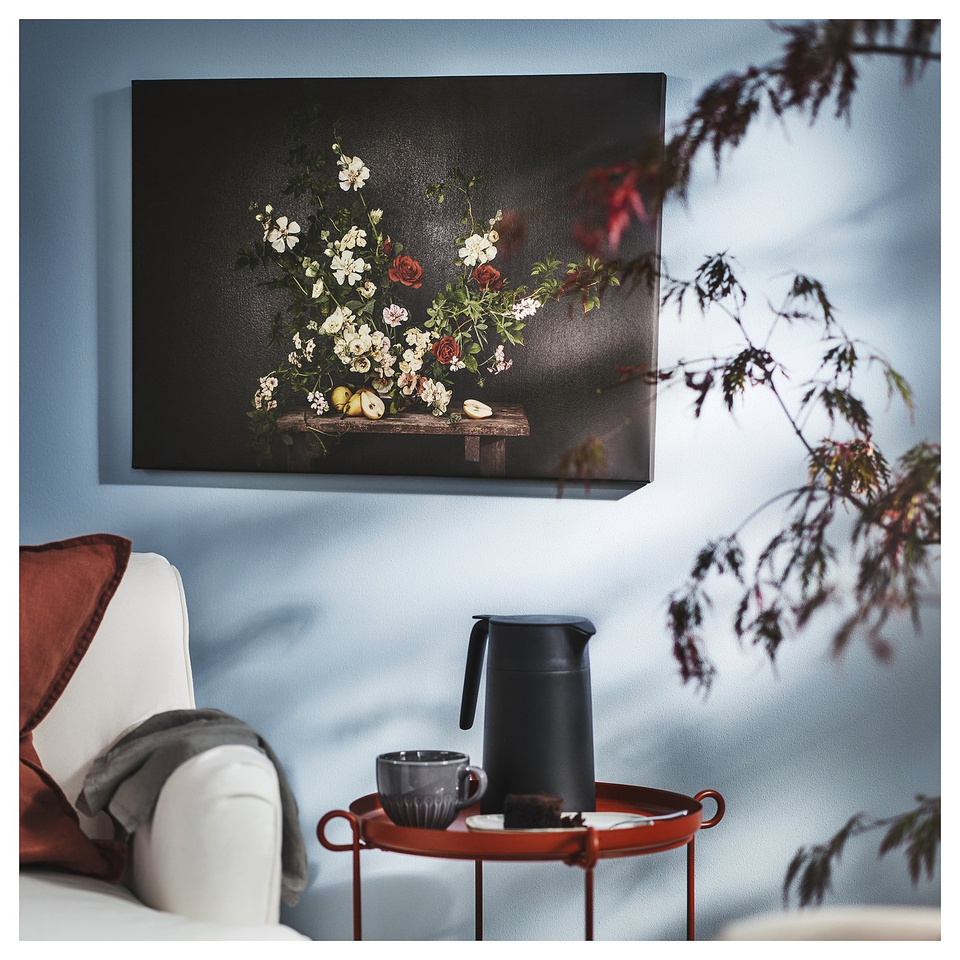 PJÄTTERYD picture, flowers-against a black wall, 70x50 cm - IKEA