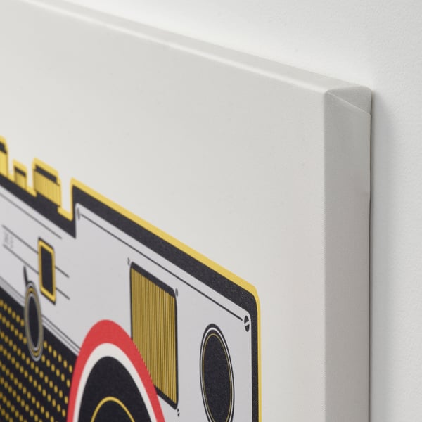 Colorful canvas print with white edges.
