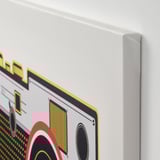 Colorful canvas print with white edges.
