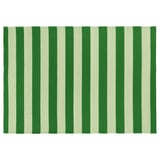 A green and beige striped PLATÅGUPP rug, rectangular with a textured design.