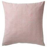 PLOMMONROS red/offwhite cushion, square, cotton, stripe pattern.