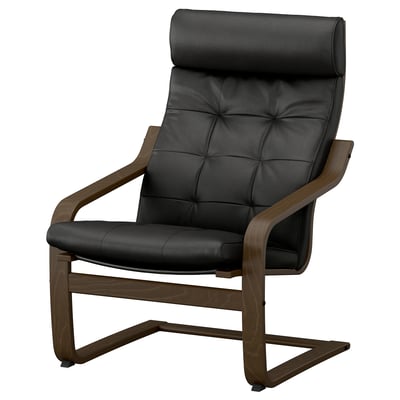 POÄNG Armchair, walnut effect/Grann black