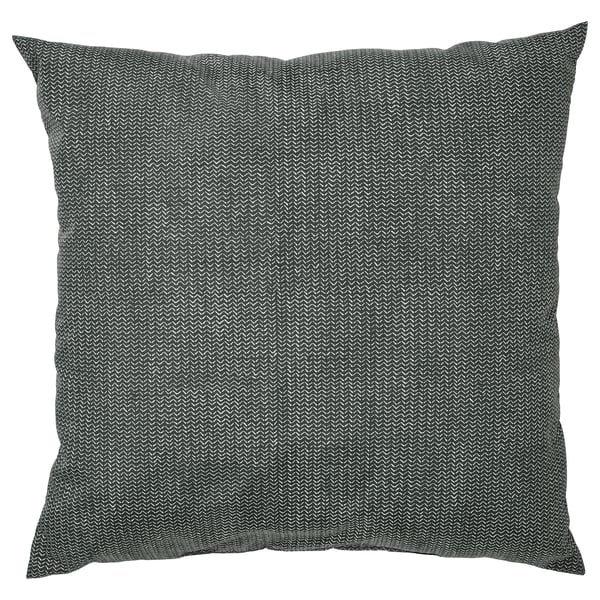 Square PROFETBLOMMA throw pillow, anthracite with subtle pattern, recycled polyester.
