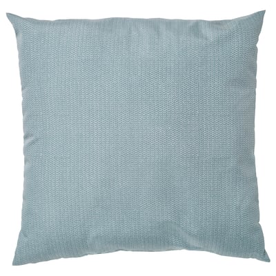 Square gray-blue patterned PROFETBLOMMA cushion with zigzag design, made from recycled polyester.