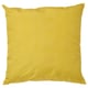 Yellow square throw pillow with textured pattern, made from recycled polyester.