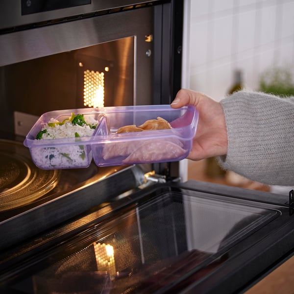 PRUTA Sandwich container with lid, lilac/green, 22x14x5 cm