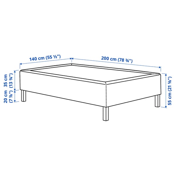 RÅHOLMAR Pocket spring mattress bse, 5 zones, incl leg and headboard firm/Knisa light beige, 140x200 cm