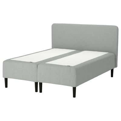 RÅHOLMAR Pocket spring mattress bse, 5 zones, incl leg and headboard firm/Tibbleby beige/grey, 160x200 cm