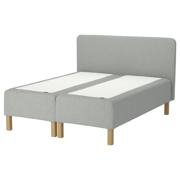 RÅHOLMAR Pocket spring mattress bse, 5 zones, incl leg and headboard firm/Tibbleby beige/grey, 180x200 cm