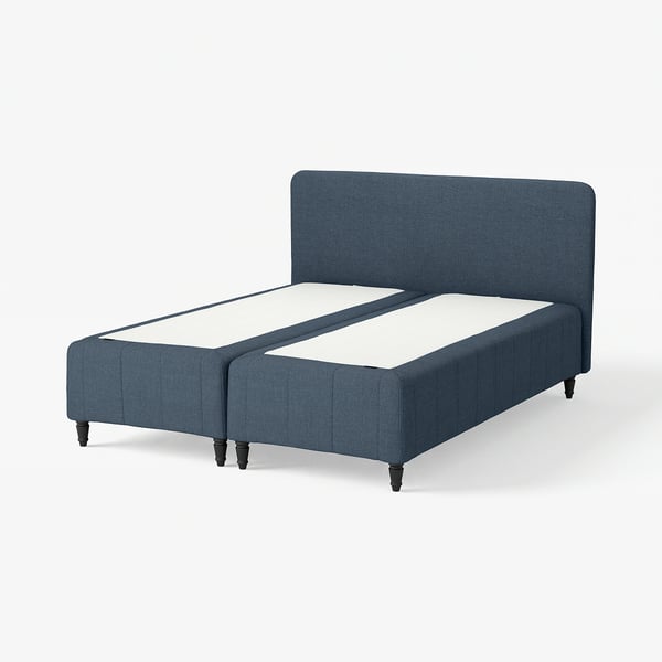 RÅHOLMAR Pocket spring mattress bse, 5 zones, incl leg and headboard medium firm/Kilanda dark blue, 180x200 cm
