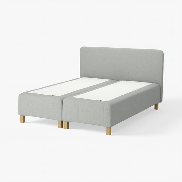 RÅHOLMAR Pocket spring mattress bse, 5 zones, incl leg and headboard medium firm/Tibbleby beige/grey, 160x200 cm