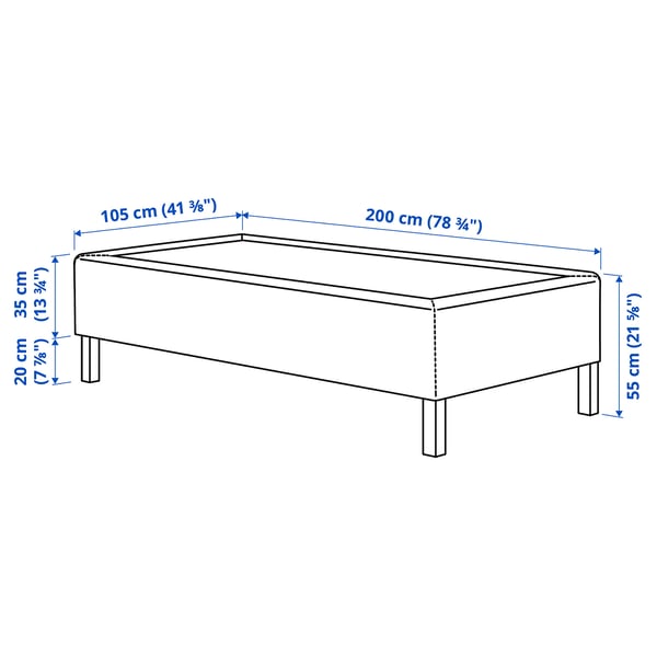 RÅHOLMAR Pocket spring mattress bse, 5 zones, incl leg and mattress pad firm/Kilanda dark blue Nisseholm, 105x200 cm