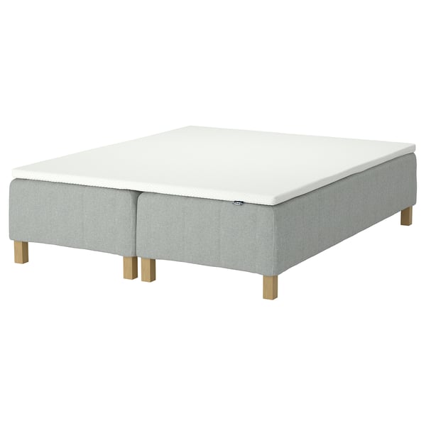 RÅHOLMAR Pocket spring mattress bse, 5 zones, incl leg and mattress pad firm/Tibbleby beige/grey Nordberget, 160x200 cm