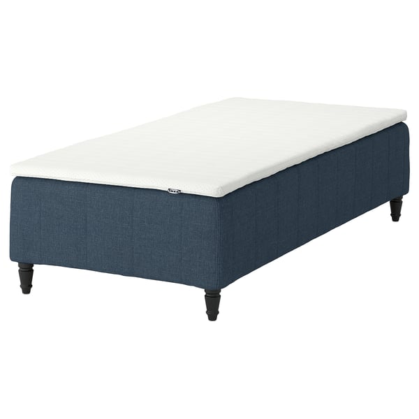 RÅHOLMAR Pocket spring mattress bse, 5 zones, incl leg and mattress pad medium firm/Kilanda dark blue Norrsele, 80x200 cm
