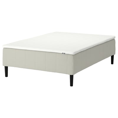 RÅHOLMAR white mattress base. 5 comfort zones, wooden legs, quilted sides. Supports natural spine alignment.