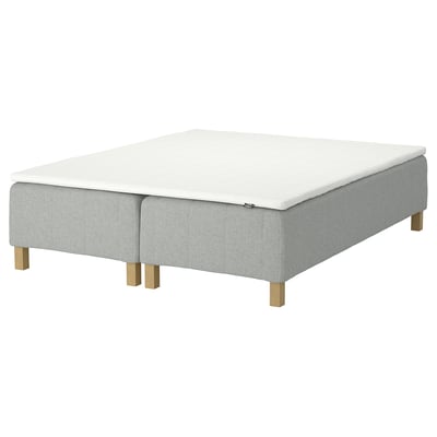 RÅHOLMAR Pocket spring mattress bse, 5 zones, incl leg and mattress pad medium firm/Tibbleby beige/grey Nisseholm, 160x200 cm
