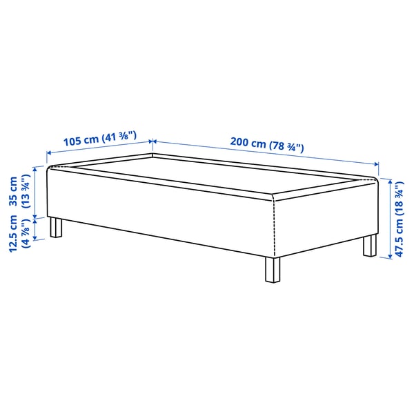 RÅHOLMAR Pocket spring mattress bse, 5 zones, incl leg and mattress pad medium firm/Tibbleby beige/grey Nisseholm, 105x200 cm