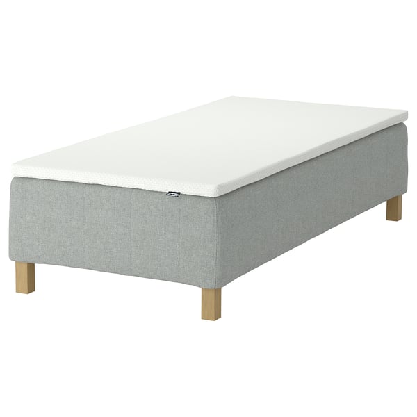 RÅHOLMAR Pocket spring mattress bse, 5 zones, incl leg and mattress pad medium firm/Tibbleby beige/grey Nordberget, 90x200 cm