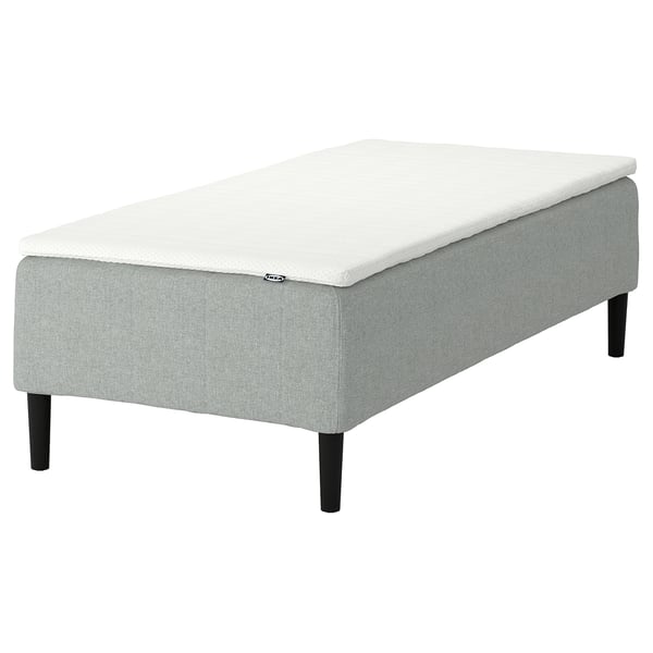 RÅHOLMAR Pocket spring mattress bse, 5 zones, incl leg and mattress pad medium firm/Tibbleby beige/grey Norrsele, 90x200 cm