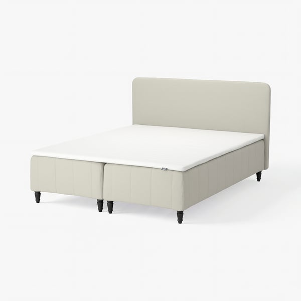 RÅHOLMAR Pocket spring mattress bse, 5 zones, incl leg, mattress pad and headboar medium firm/Knisa light beige Nisseholm, 180x200 cm
