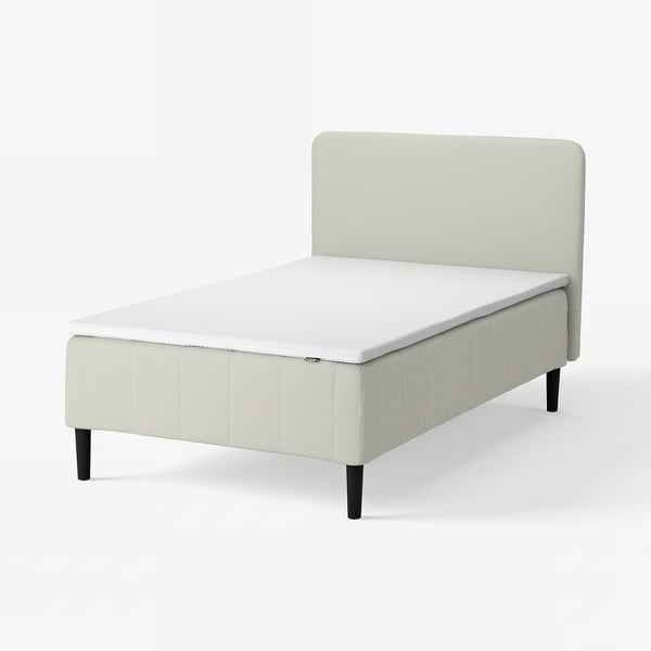 RÅHOLMAR Pocket spring mattress bse, 5 zones, incl leg, mattress pad and headboar medium firm/Knisa light beige Nordberget, 140x200 cm