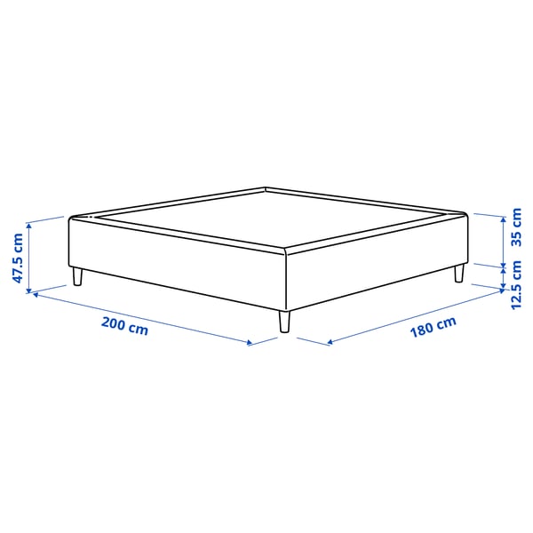RÅHOLMAR Pocket spring mattress bse, 5 zones, incl leg medium firm/Tibbleby beige/grey, 180x200 cm
