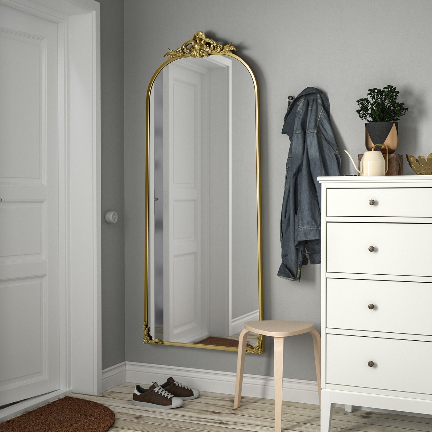 RÅMEBO mirror, gold-colour, 75x168 cm - IKEA Sweden