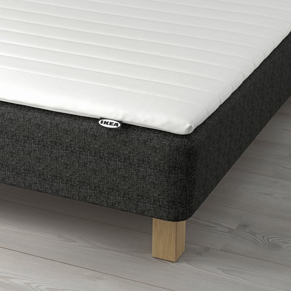 RANDÅSEN Bonnell spring mattress base, incl leg and mattress pad medium firm/Bremanger grey Näsfjället, 90x200 cm