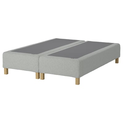 RENFJÄLLET Pocket spring mattress base, incl leg and headboard firm/Tibbleby beige/grey, 180x200 cm