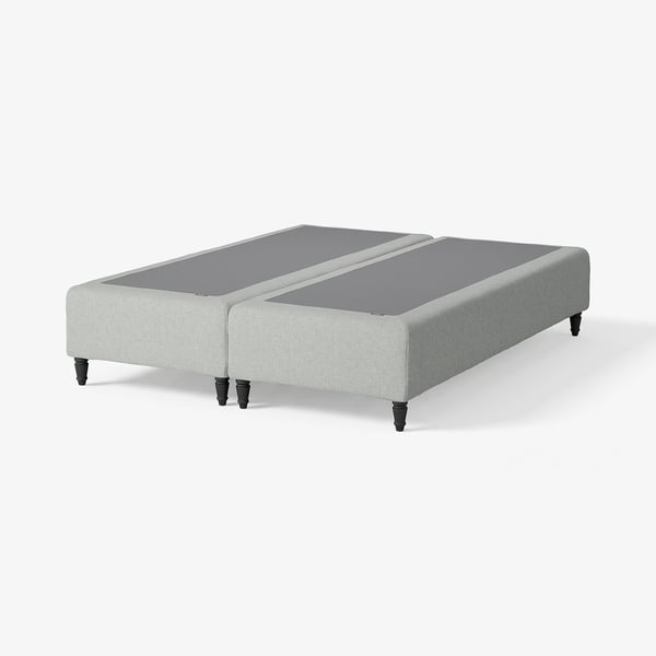 RENFJÄLLET Pocket spring mattress base, incl leg and headboard firm/Tibbleby beige/grey, 180x200 cm