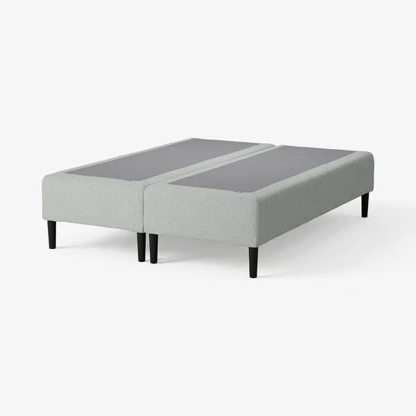 RENFJÄLLET Pocket spring mattress base, incl leg and headboard medium firm/Tibbleby beige/grey, 160x200 cm