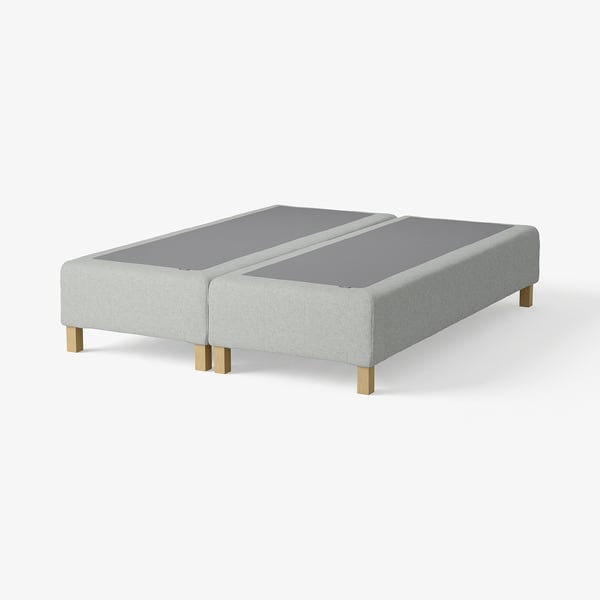 RENFJÄLLET Pocket spring mattress base, incl leg and headboard medium firm/Tibbleby beige/grey, 180x200 cm