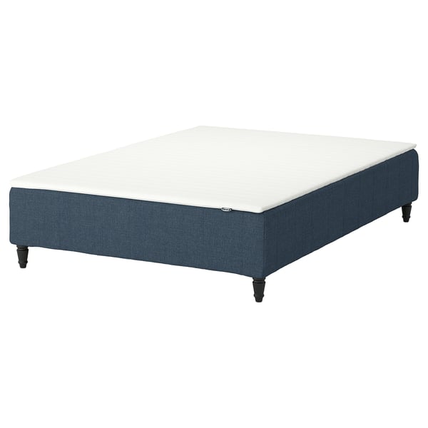 RENFJÄLLET Pocket spring mattress base, incl leg and mattress pad firm/Kilanda dark blue Näsfjället, 140x200 cm