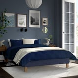 RENFJÄLLET Pocket spring mattress base, incl leg and mattress pad firm/Kilanda dark blue Näsfjället, 140x200 cm