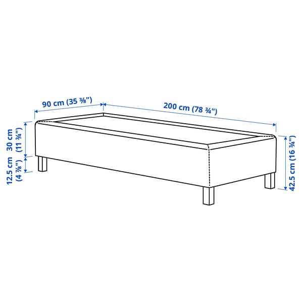 RENFJÄLLET Pocket spring mattress base, incl leg and mattress pad firm/Knisa light beige Näsfjället, 90x200 cm