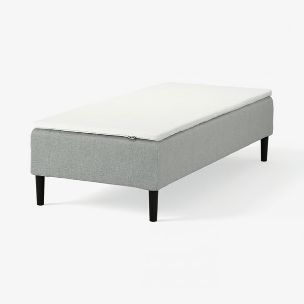 RENFJÄLLET Pocket spring mattress base, incl leg and mattress pad firm/Tibbleby beige/grey Nisseholm, 80x200 cm