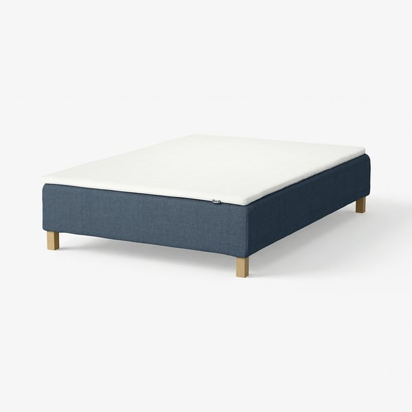 RENFJÄLLET Pocket spring mattress base, incl leg and mattress pad medium firm/Kilanda dark blue Nisseholm, 120x200 cm