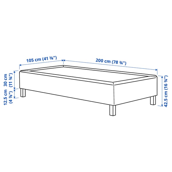 RENFJÄLLET Pocket spring mattress base, incl leg and mattress pad medium firm/Knisa light beige Nisseholm, 105x200 cm