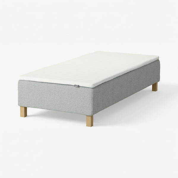 RENFJÄLLET Pocket spring mattress base, incl leg and mattress pad medium firm/Tibbleby beige/grey Nisseholm, 105x200 cm