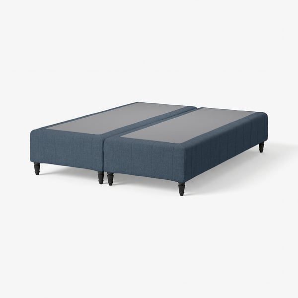 RENFJÄLLET Pocket spring mattress base, incl leg firm/Kilanda dark blue, 160x200 cm