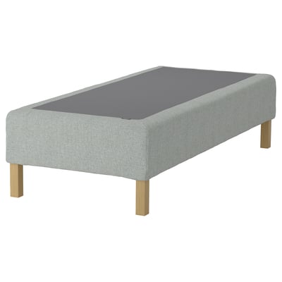 RENFJÄLLET Pocket spring mattress base, incl leg firm/Tibbleby beige/grey, 90x200 cm