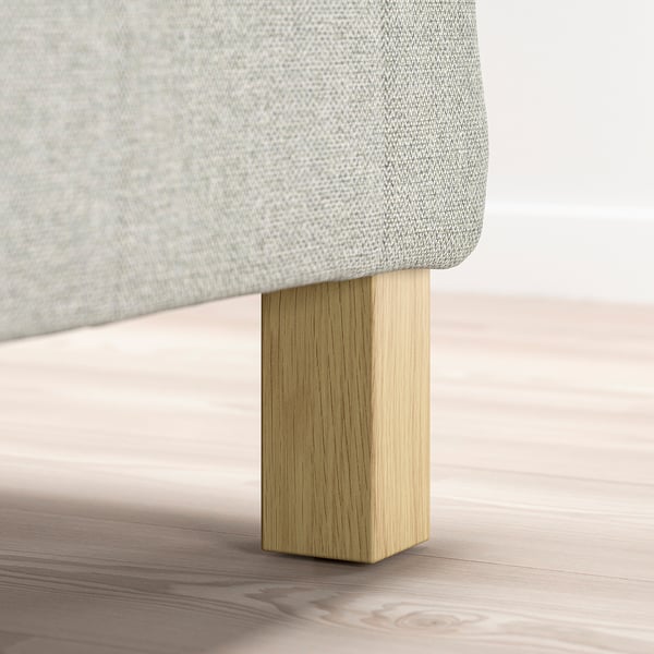 RENFJÄLLET Pocket spring mattress base, incl leg, mattress pad and headboar firm/Tibbleby beige/grey Nisseholm, 180x200 cm