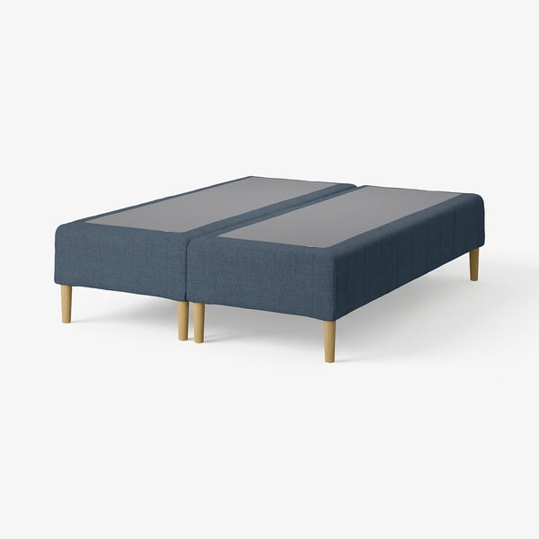RENFJÄLLET Pocket spring mattress base, incl leg medium firm/Kilanda dark blue, 160x200 cm