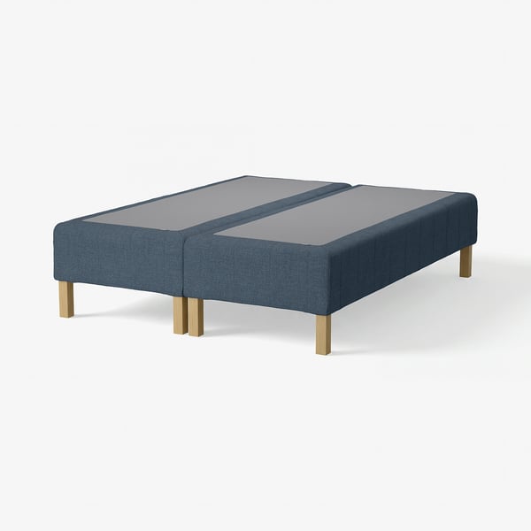 RENFJÄLLET Pocket spring mattress base, incl leg medium firm/Kilanda dark blue, 180x200 cm
